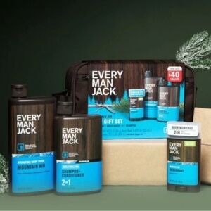 Every Man Jack Mountain Air Holiday Gift 4PC Set Deodorant Shampoo Body Wash NEW